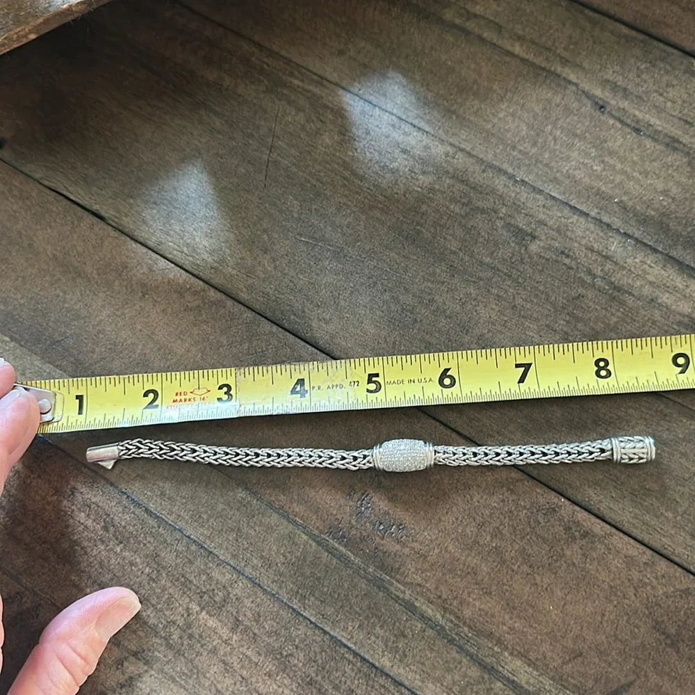 Gail Scott Sterling Silver 18K Gold Pave Diamond ID Bracelet - Picture 5 of 5